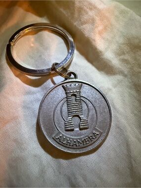 Alhambra Silver-Tone Tower Medallion Keychain